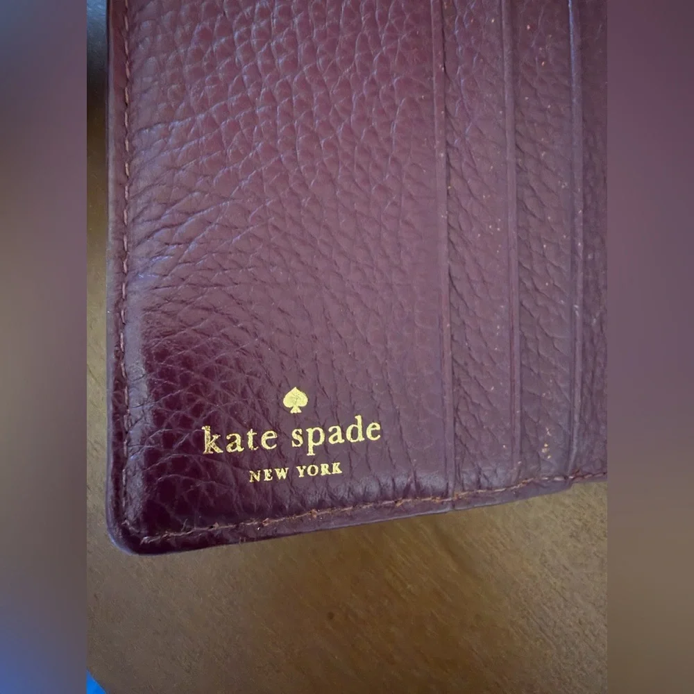 **SALE**Kate Spade Deep Purple Pebbled Leather Small Wallet - Picture 9 of 14